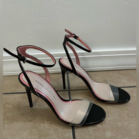 ZARA black sandals with pink and clear details - Picture 2 of 8